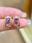 14K GOLD 1.39 CTW NATURAL SAPPHIRE & DIAMOND EARRINGS