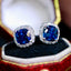 14K GOLD 2.26 CTW NATURAL SAPPHIRE & DIAMOND EARRINGS