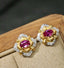 14K GOLD 0.63 CTW NATURAL RUBY & DIAMOND EARRINGS