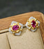 14K GOLD 0.63 CTW NATURAL RUBY & DIAMOND EARRINGS