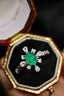 14K GOLD 0.66 CTW NATURAL EMERALD & DIAMOND RING