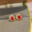 14K GOLD 0.91 CTW NATURAL RUBY & DIAMOND EARRINGS