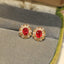 14K GOLD 0.91 CTW NATURAL RUBY & DIAMOND EARRINGS