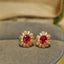 14K GOLD 0.91 CTW NATURAL RUBY & DIAMOND EARRINGS
