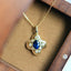 14K GOLD 0.65 CT NATURAL SAPPHIRE & DIAMOND NECKLACE