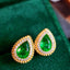 14K GOLD 0.96 CTW NATURAL EMERALD & DIAMOND EARRINGS