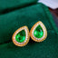 14K GOLD 0.96 CTW NATURAL EMERALD & DIAMOND EARRINGS