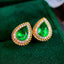 14K GOLD 0.96 CTW NATURAL EMERALD & DIAMOND EARRINGS