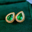 14K GOLD 0.96 CTW NATURAL EMERALD & DIAMOND EARRINGS