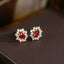 14K GOLD 1.9 CTW NATURAL RUBY & DIAMOND EARRINGS