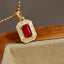 14K GOLD 0.51 CTW NATURAL RUBY & DIAMOND PENDANT( WITHOUT CHAIN )