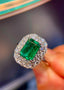 14K GOLD 2.49 CTW NATURAL EMERALD & DIAMOND RING