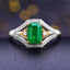 14K GOLD 1.24 CT VIVID GREEN NATURAL EMERALD & DIAMOND RING
