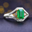 14K GOLD 1.24 CT VIVID GREEN NATURAL EMERALD & DIAMOND RING