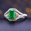 14K GOLD 1.24 CT VIVID GREEN NATURAL EMERALD & DIAMOND RING
