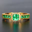 14K GOLD 1.37 CT VIVID GREEN NATURAL EMERALD & DIAMOND RING