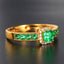14K GOLD 1.37 CT VIVID GREEN NATURAL EMERALD & DIAMOND RING