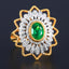 14K GOLD 1.15 CT VIVID GREEN NATURAL EMERALD & DIAMOND RING