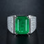14K GOLD 7.49 CT VIVID GREEN NATURAL EMERALD & DIAMOND RING