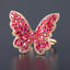 14K GOLD 3.00 CTW NATURAL RUBY & DIAMOND & BUTTERFLY RING