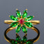 14K GOLD 1.07 CTW NATURAL TSAVORITE & RUBY RING