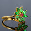 14K GOLD 1.07 CTW NATURAL TSAVORITE & RUBY RING