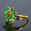 14K GOLD 1.07 CTW NATURAL TSAVORITE & RUBY RING