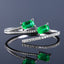 14K GOLD 0.49 CTW VIVID GREEN NATURAL EMERALD & DIAMOND RING