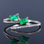 14K GOLD 0.49 CTW VIVID GREEN NATURAL EMERALD & DIAMOND RING