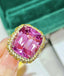 14K GOLD 13.49 CTW NATURAL KUNZITE & SAPPHIRE RING
