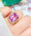 14K GOLD 13.49 CTW NATURAL KUNZITE & SAPPHIRE RING