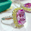 14K GOLD 13.49 CTW NATURAL KUNZITE & SAPPHIRE RING