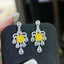 14K GOLD 2.10 CTW NATURAL YELLOW DIAMOND & DIAMOND EARRINGS