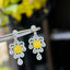 14K GOLD 2.10 CTW NATURAL YELLOW DIAMOND & DIAMOND EARRINGS