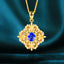 14K GOLD 0.94 CTW NATURAL SAPPHIRE & DIAMOND PENDANT( WITHOUT CHAIN )