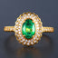 14K GOLD 0.65 CT NATURAL EMERALD & DIAMOND RING