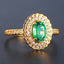 14K GOLD 0.65 CT NATURAL EMERALD & DIAMOND RING