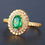 14K GOLD 0.65 CT NATURAL EMERALD & DIAMOND RING