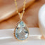 14K GOLD 11.70 CT NATURAL AQUAMARINE & DIAMOND & SAPPHIRE PENDANT( WITHOUT CHAIN )