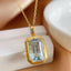 14K GOLD 7.10 CT NATURAL AQUAMARINE & SAPPHIRE PENDANT( WITHOUT CHAIN )