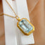 14K GOLD 7.10 CT NATURAL AQUAMARINE & SAPPHIRE PENDANT( WITHOUT CHAIN )