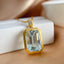 14K GOLD 7.10 CT NATURAL AQUAMARINE & SAPPHIRE PENDANT( WITHOUT CHAIN )
