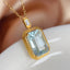 14K GOLD 7.10 CT NATURAL AQUAMARINE & SAPPHIRE PENDANT( WITHOUT CHAIN )