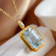 14K GOLD 7.10 CT NATURAL AQUAMARINE & SAPPHIRE PENDANT( WITHOUT CHAIN )