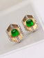 14K GOLD 1.38 CTW VIVID GREEN NATURAL EMERALD & DIAMOND EARRINGS