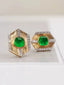 14K GOLD 1.38 CTW VIVID GREEN NATURAL EMERALD & DIAMOND EARRINGS