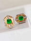 14K GOLD 1.38 CTW VIVID GREEN NATURAL EMERALD & DIAMOND EARRINGS