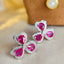 14K GOLD 2.50 CT NATURAL RUBY & DIAMOND EARRINGS