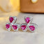 14K GOLD 2.50 CT NATURAL RUBY & DIAMOND EARRINGS