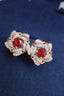 14K GOLD 1.78 CTW NATURAL RUBY & DIAMOND EARRINGS